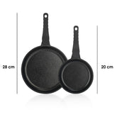 Schafer 2'li Famos XL Yanmaz Yapışmaz Granit Döküm Tava Seti Gri